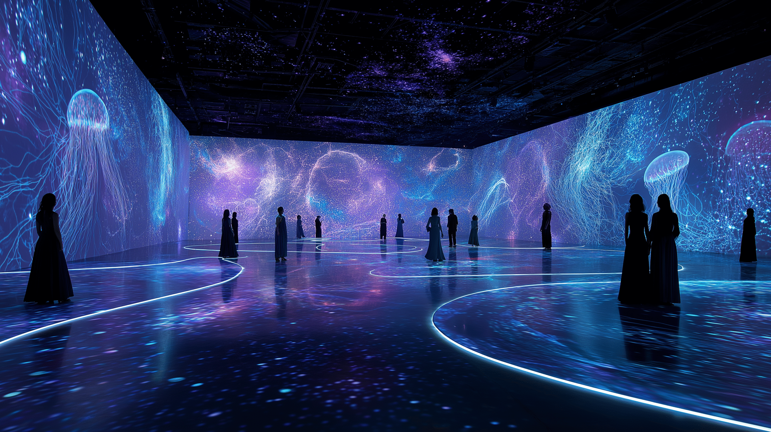 Umbrella Aegis A futuristic immersive digital art room